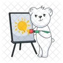 Painting Bear Sun Painting Easel Stand Icon