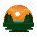 Paisaje del atardecer  Icono