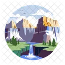 Paisaje de cascada  Icono