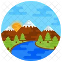 Paisaje Del Lago Naturaleza Campo Icon