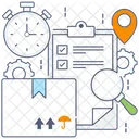 Paketuberwachung Logistiksuche Lieferanalyse Symbol