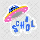 Palavra Da Escola Ufo Alienigena Ufo Voador Ícone