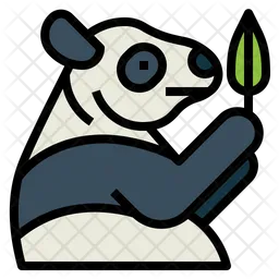 Panda And Leaf  Icon
