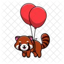 Panda Floating With Balloon  Icon