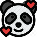 Panda lächelt mit Herzen  Icon