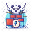 Panda Mit Musiktrommeln Panda Musiktrommel Symbol