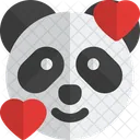 Panda sonriendo con corazones  Icono