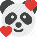 Panda Sonriendo Con Corazones Icono