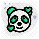 Panda Sonriendo Con Corazones Animales Vida Silvestre Icono