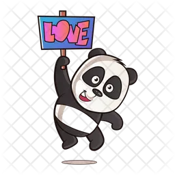 Panda with love note  Icon