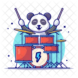 Panda With Music Drums  Icon