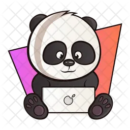 Panda working on laptop  Icon