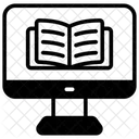 Pantalla de computadora con libros  Icono