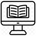 Pantalla de computadora con libros  Icono
