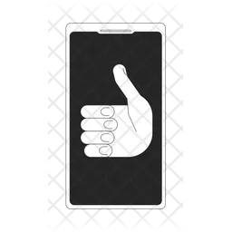 Pantalla del teléfono móvil con el pulgar hacia arriba  Icono