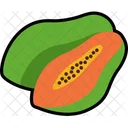 Papaya With Half Cut Orange Fruit Icon