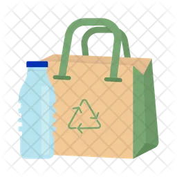 Paper bag with plastic bottle  Icon