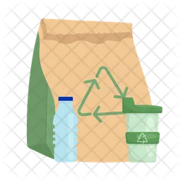 Paper bag with plastic bottle  Icon