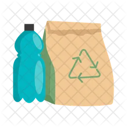 Paper bag with plastic bottle  Icon