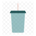 Paper cup with lid and straw for soft drink  Icon