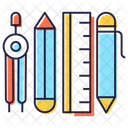 Papeterie Pour Etudiants Outils De Dessin Outils De Conception Icône