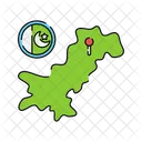 Mapa do Paquistão com bandeira  Ícone