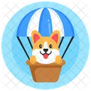 Dog Air Delivery Parachute Dog Dog Parachute Flying Icon