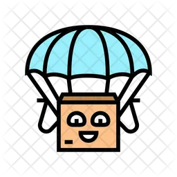 Parachute Flying Cardboard  Icon