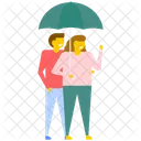 Pareja Paraguas Romance Icon