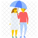 Pareja Paraguas Romance Icon