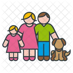 Parents Daughter and Dog  Icon