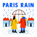 Paris Rain Rainfall Couple Icon