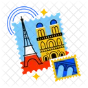 Paris Stamps Postage Landmarks Icon