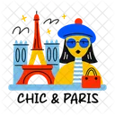 Paris Tourist Traveller Woman Icon