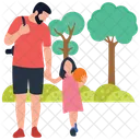 Father And Daughter Football Playing Picnic Time Icon