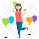 Party Girl Celebration Birthday Girl Icon