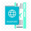 Pasaporte y billete  Icono