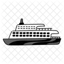 Black Monochrome Ferry Ship Illustration Passenger Ferry Maritime Transport Icon