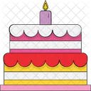 Pastel Pastel De Cumpleanos Pastel Con Velas Icono