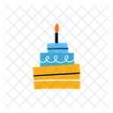 Conjunto De Pasteles De Cumpleanos Pastel Con Velas De Celebracion Ilustracion Abstracta De Vector Plano Dibujado A Mano Icono