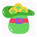 Patrick Hat Leprechaun Hat Clover Coins Icon