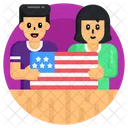 Patriotic Persons Patriotic Couple Patriotic Spouse Icon