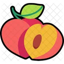Peach With Half Cut Peach Fruit Icon