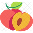 Peach With Half Cut Peach Vegetable Icon