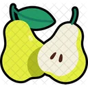 Pear With Half Cut Peach Fruit Icon