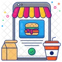 Pedido De Hamburguesas Movil Pedido De Comida Movil Pedido De Comida En Linea Icono