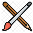 Pencil And Paint Brush  Icon