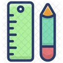 Pencil And Scale Stationery Tools Geometric Tools Icon