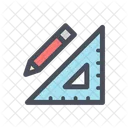 Pencil And Triangle Rule Ruler Scale Icon