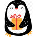 Penguin With Gift  Icon